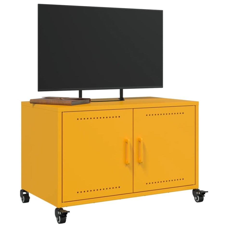 Mueble TV acero laminado en frío amarillo mostaza 68x39x43,5