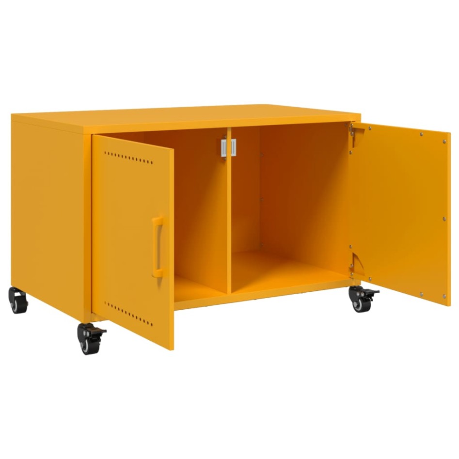 Mueble TV acero laminado en frío amarillo mostaza 68x39x43,5