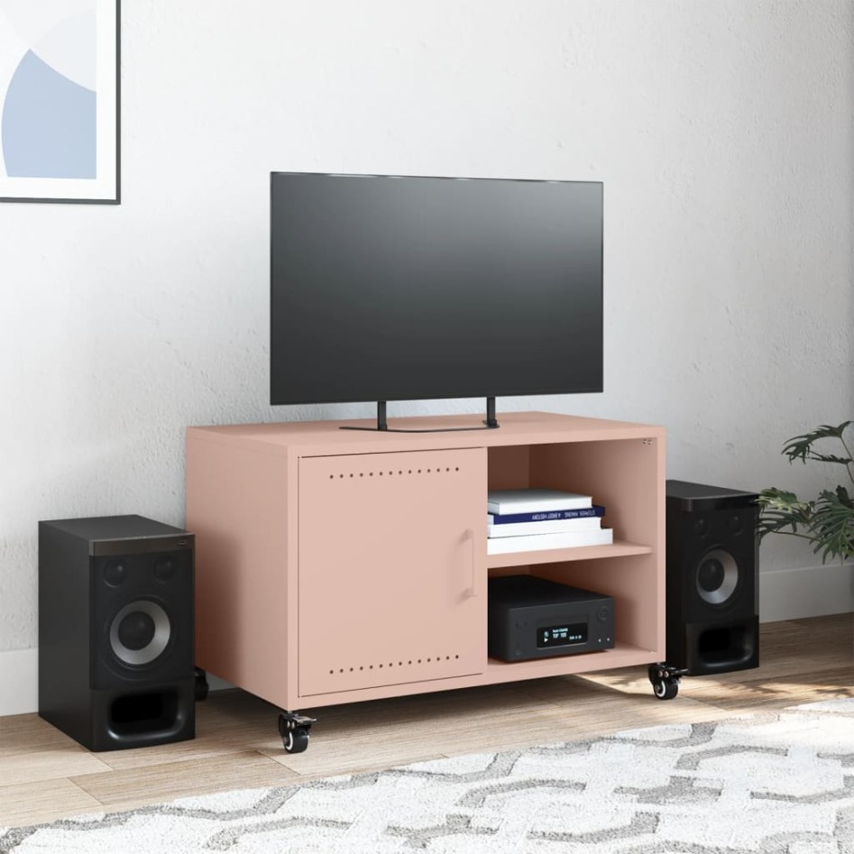 Mueble de TV acero rosa 68x39x43,5