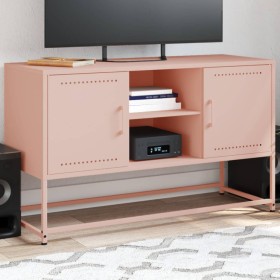 Mueble para TV de acero rosa 100,5x39x60,5
