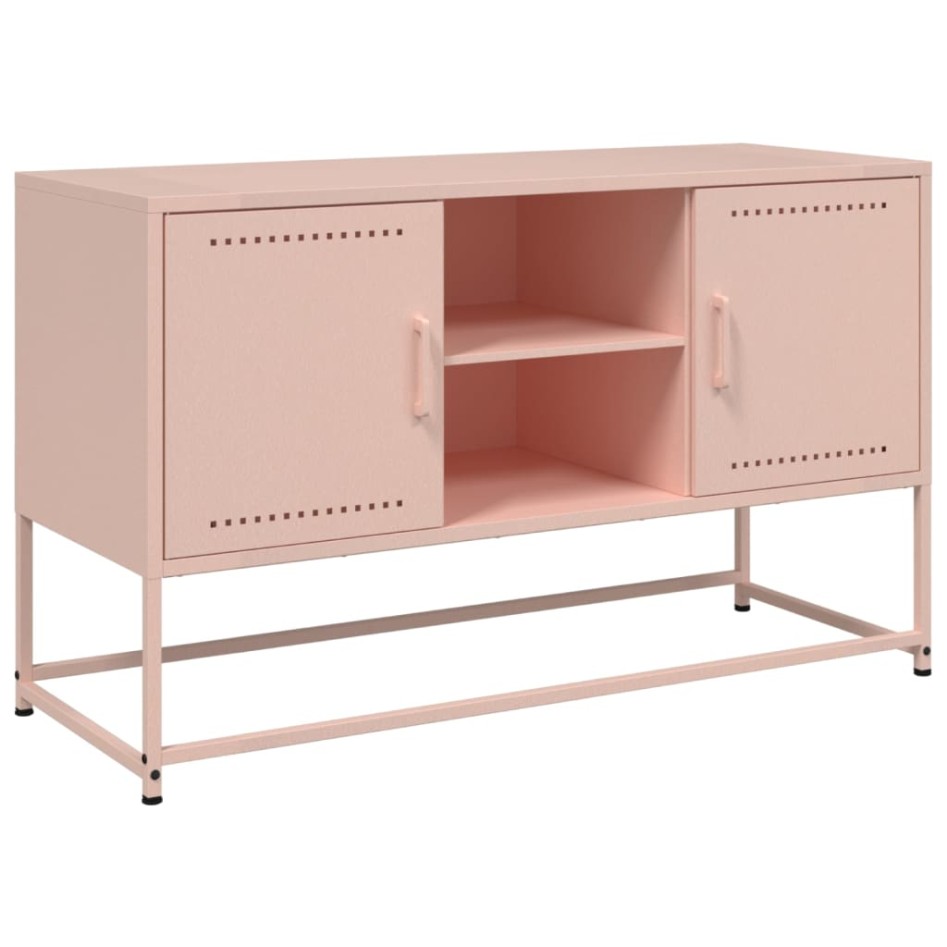 Mueble para TV de acero rosa 100,5x39x60,5