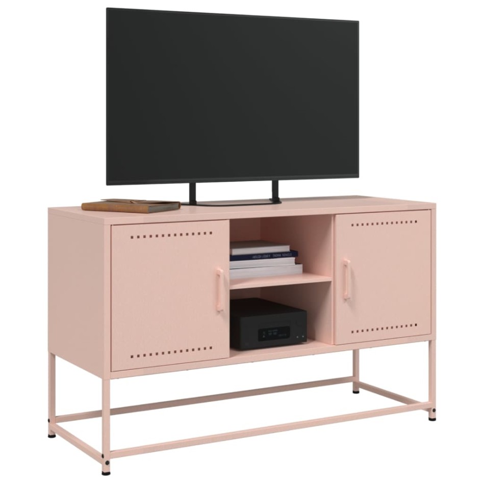Mueble para TV de acero rosa 100,5x39x60,5
