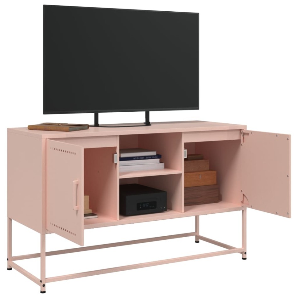 Mueble para TV de acero rosa 100,5x39x60,5