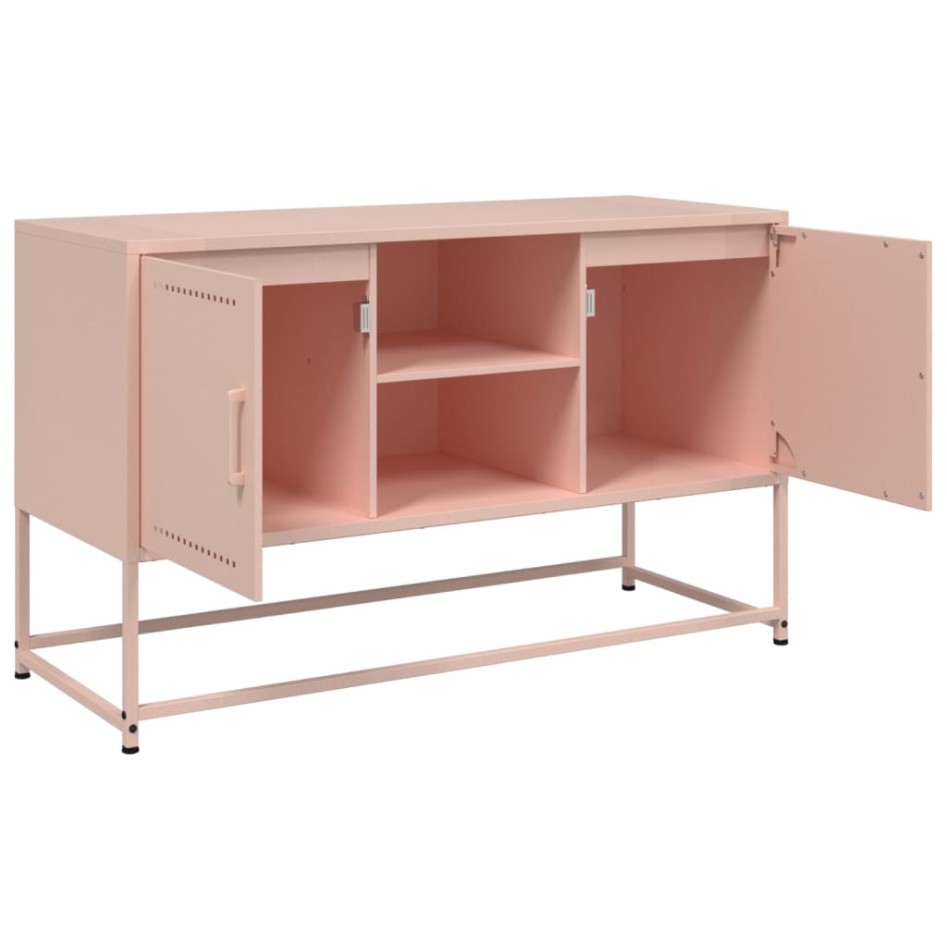 Mueble para TV de acero rosa 100,5x39x60,5