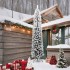Árbol de Navidad artificial delgado verde con nieve PVC 240