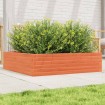 Jardinera de madera maciza pino marrón cera 90x90x23 cm