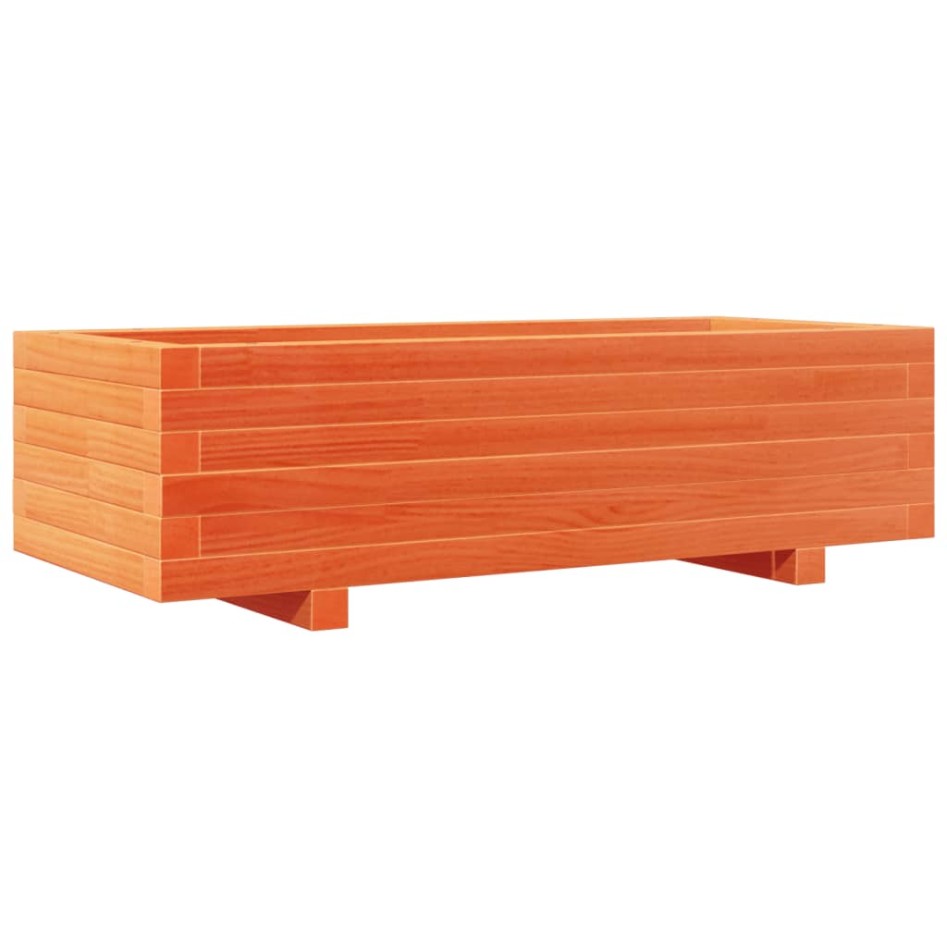 Jardinera de madera maciza de pino marrón cera 90x40x26,5