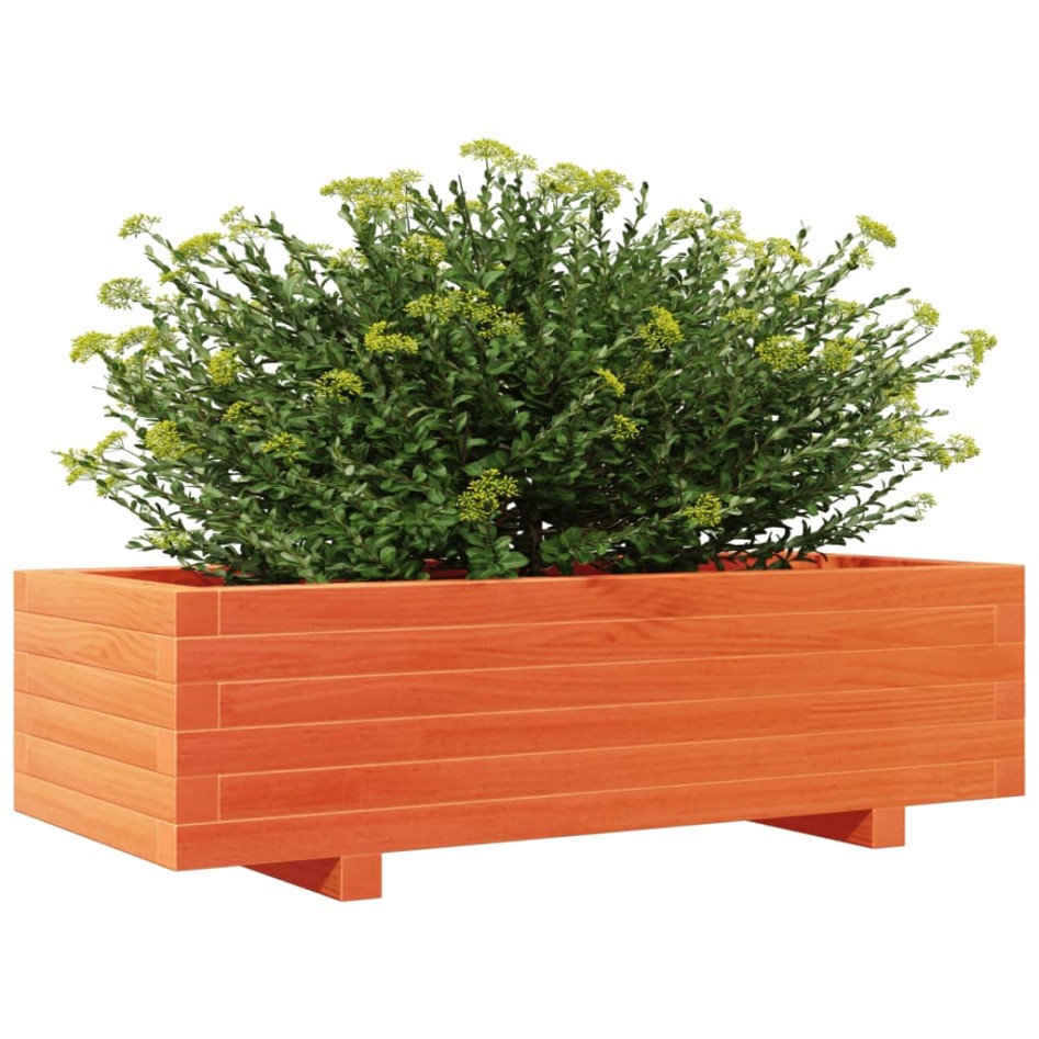 Jardinera de madera maciza de pino marrón cera 90x40x26,5