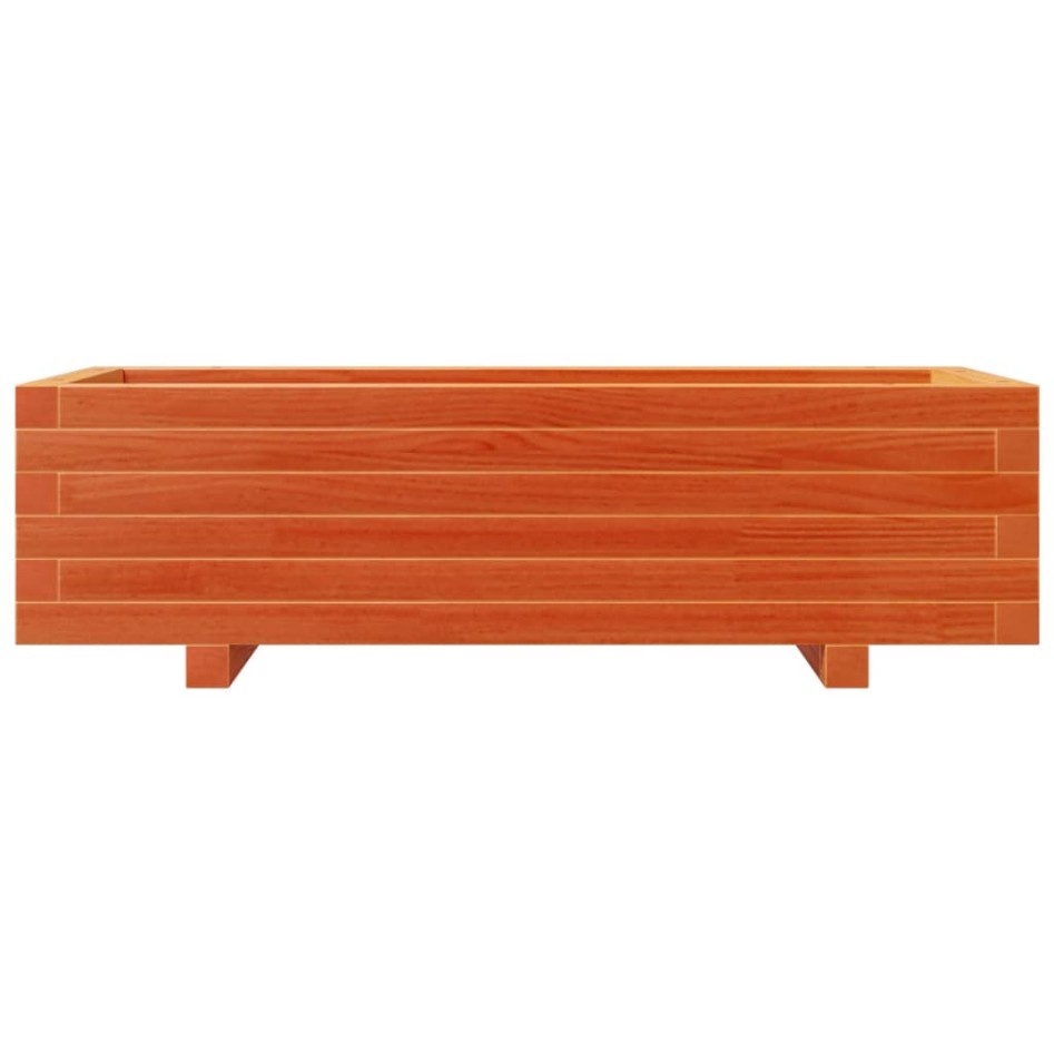Jardinera de madera maciza de pino marrón cera 90x40x26,5