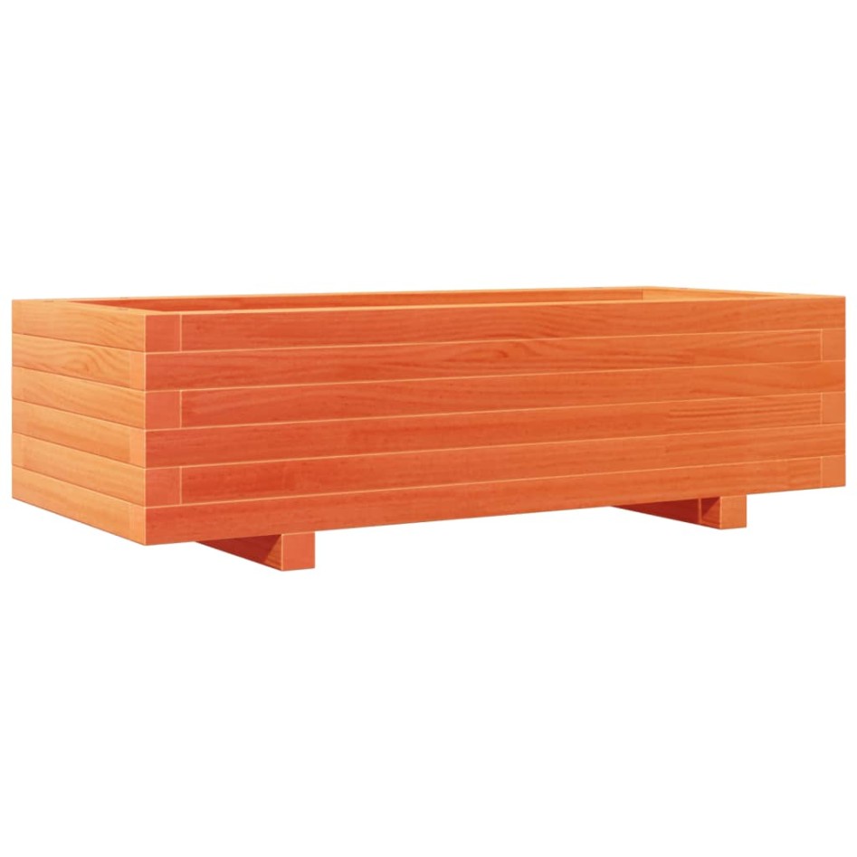 Jardinera de madera maciza de pino marrón cera 90x40x26,5