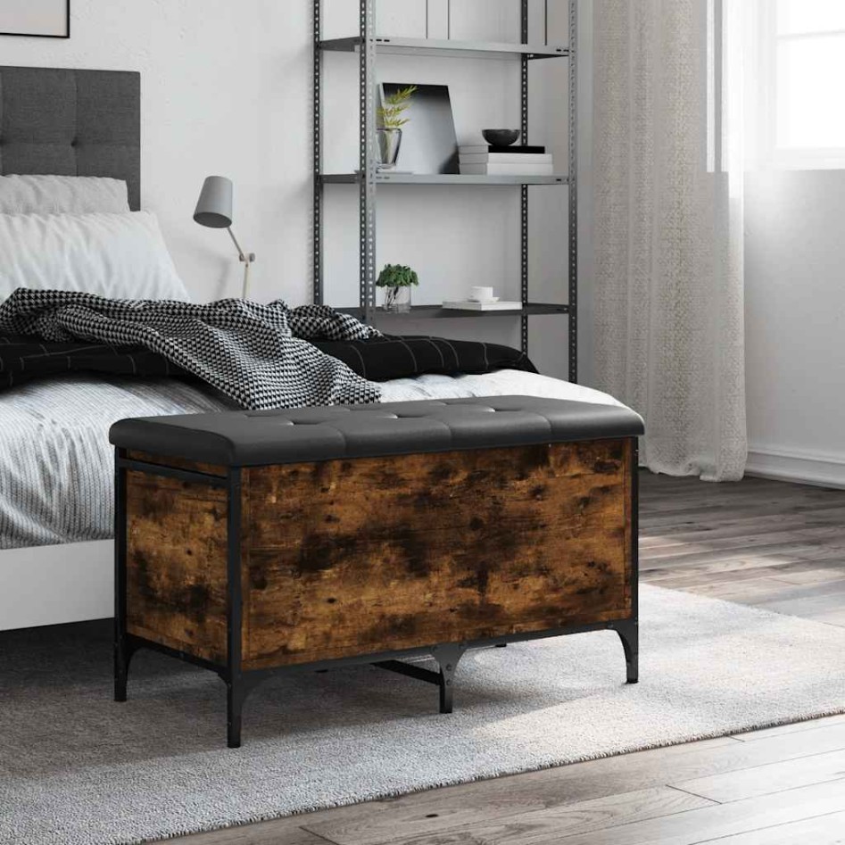 Banco con almacenaje madera ingeniería roble ahumado