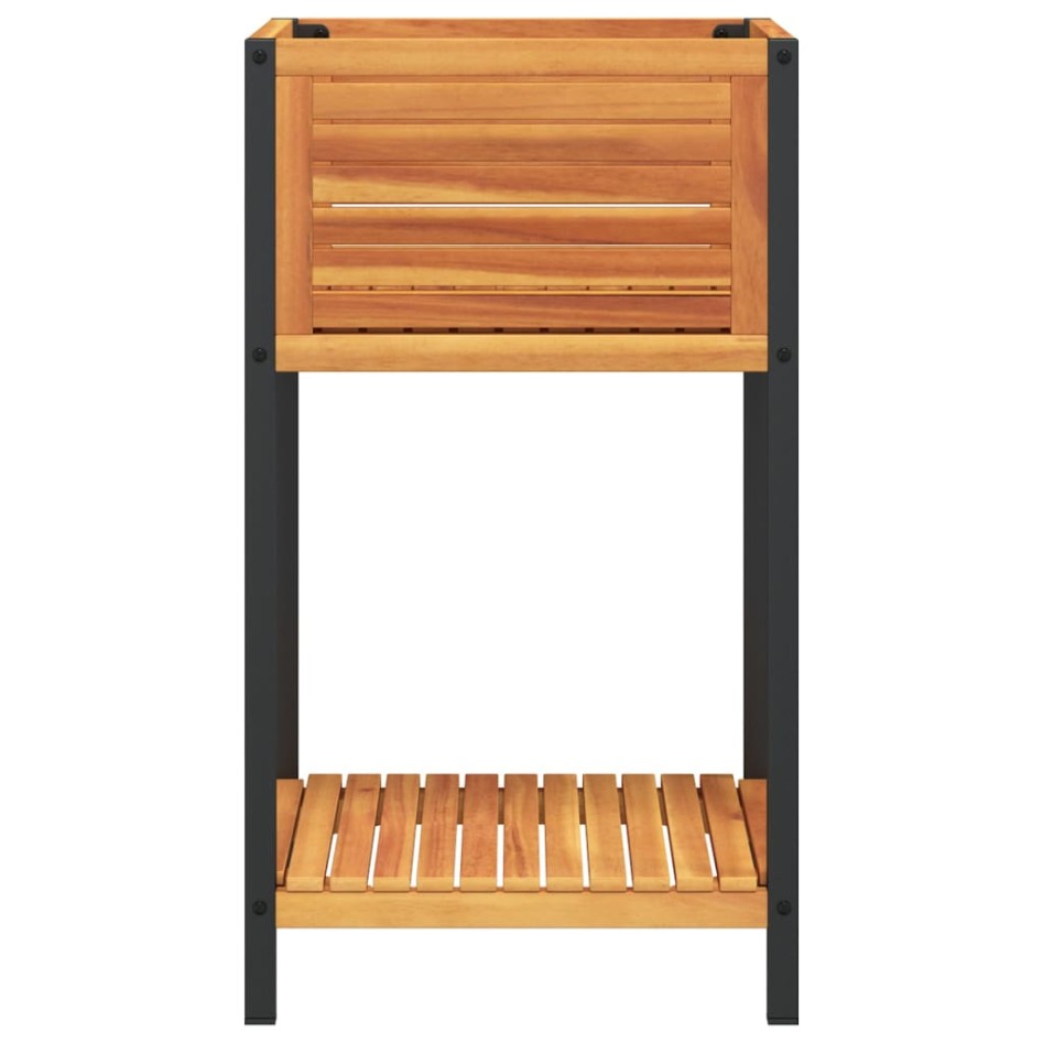 Jardinera con estante madera maciza acacia y acero 45x45x80