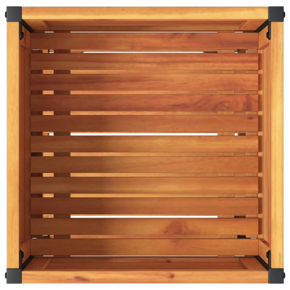 Jardinera con estante madera maciza acacia y acero 45x45x80