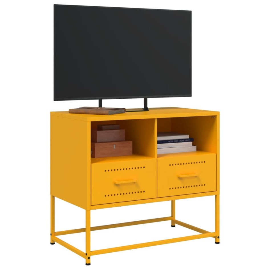 Mueble para TV de acero amarillo mostaza 68x39x60,5