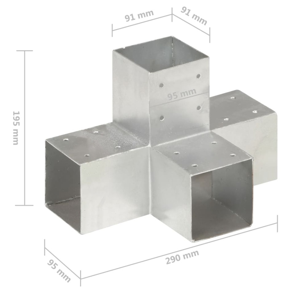 Conectores de postes en X 4 uds metal galvanizado 91x91