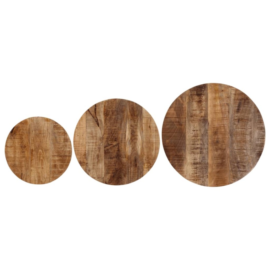 Mesas de centro apilables 3 pzas madera maciza mango y