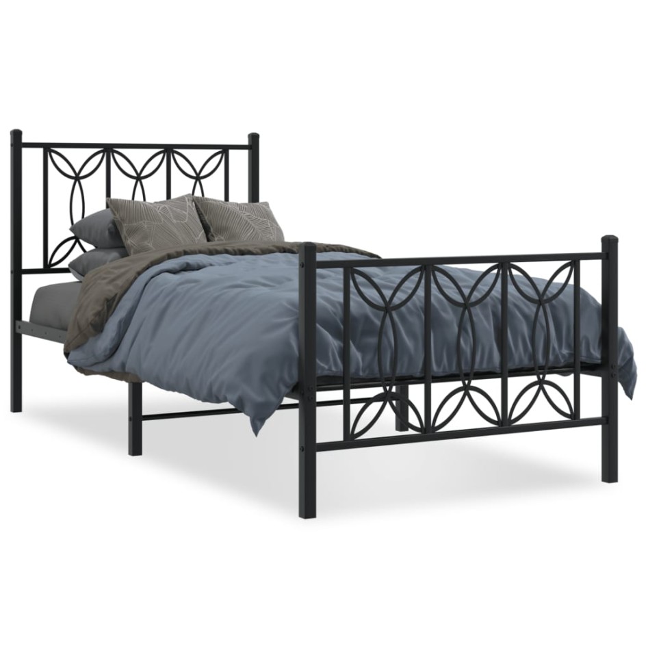 Estructura cama sin colchón con estribo metal negro 80x200