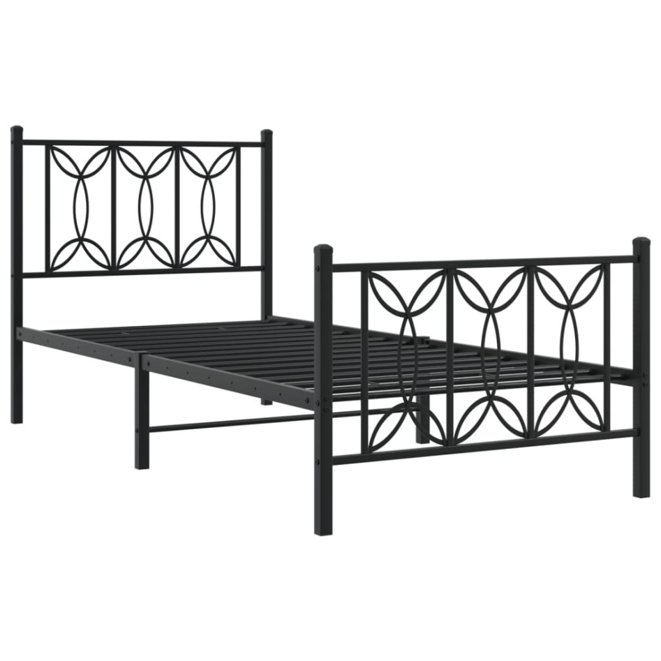 Estructura cama sin colchón con estribo metal negro 80x200