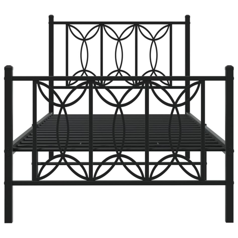 Estructura cama sin colchón con estribo metal negro 80x200