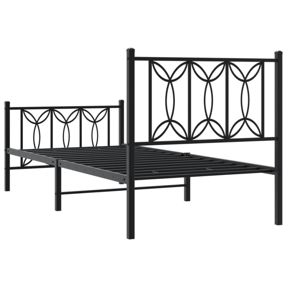 Estructura cama sin colchón con estribo metal negro 80x200