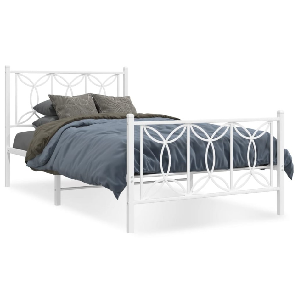 Estructura cama sin colchón con estribo metal blanco 100x190