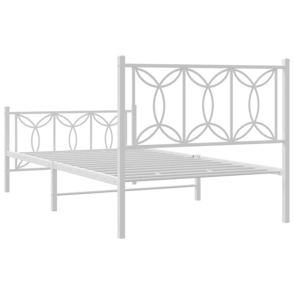 Estructura cama sin colchón con estribo metal blanco 100x190