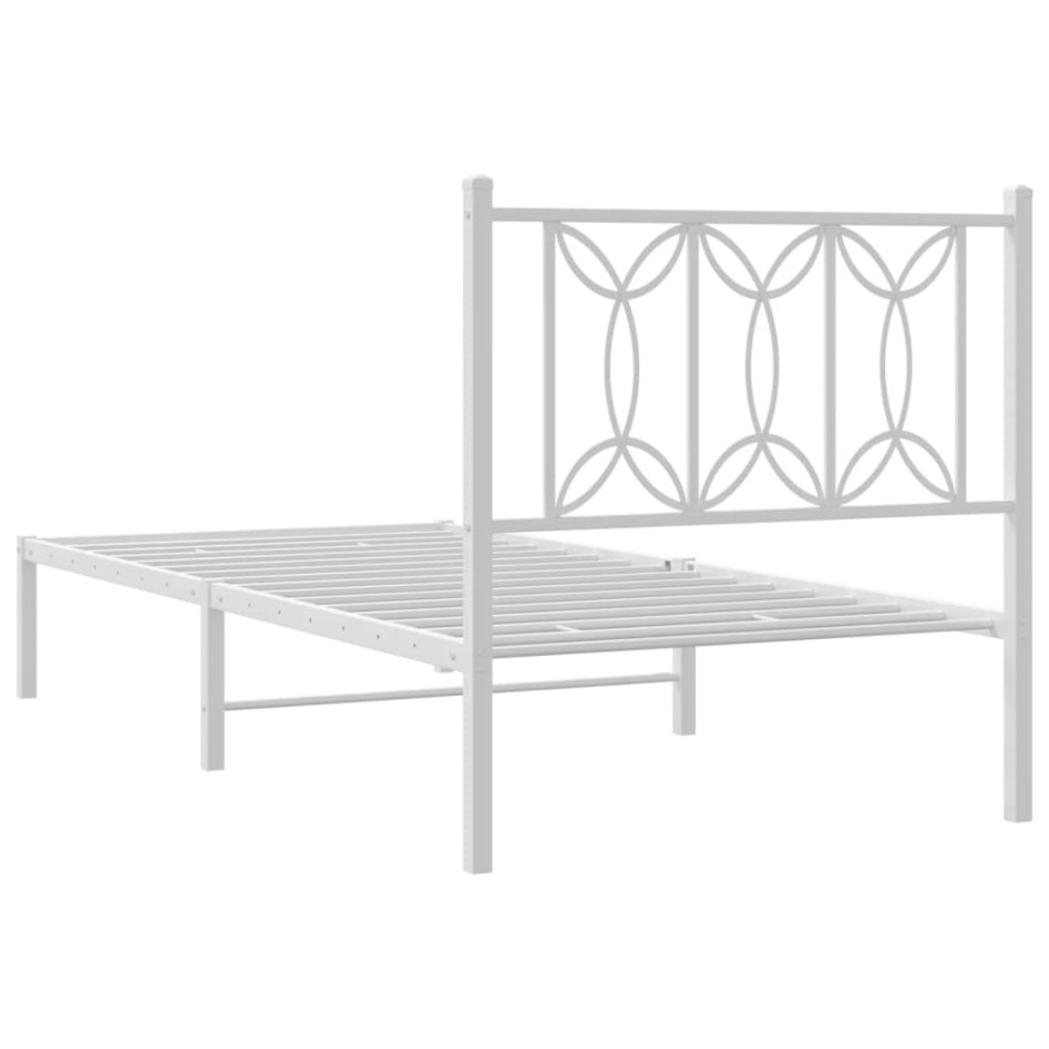 Estructura cama sin colchón con cabecero metal blanco 80x200