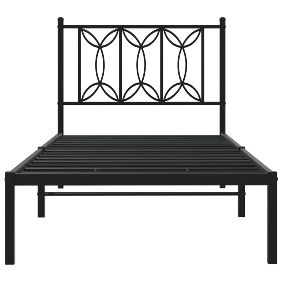 Estructura cama sin colchón con cabecero metal negro 90x200