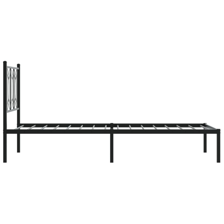 Estructura cama sin colchón con cabecero metal negro 90x200