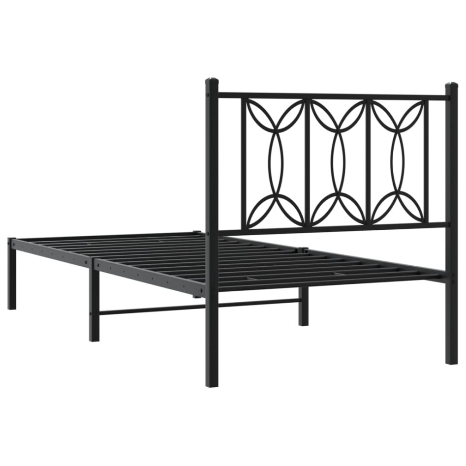 Estructura cama sin colchón con cabecero metal negro 90x200
