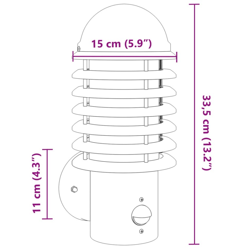 Apliques de exterior con sensor 2 unidades acero