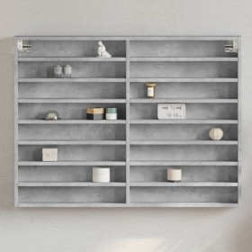 Vitrina de madera de ingeniería gris hormigón 100x8,5x75