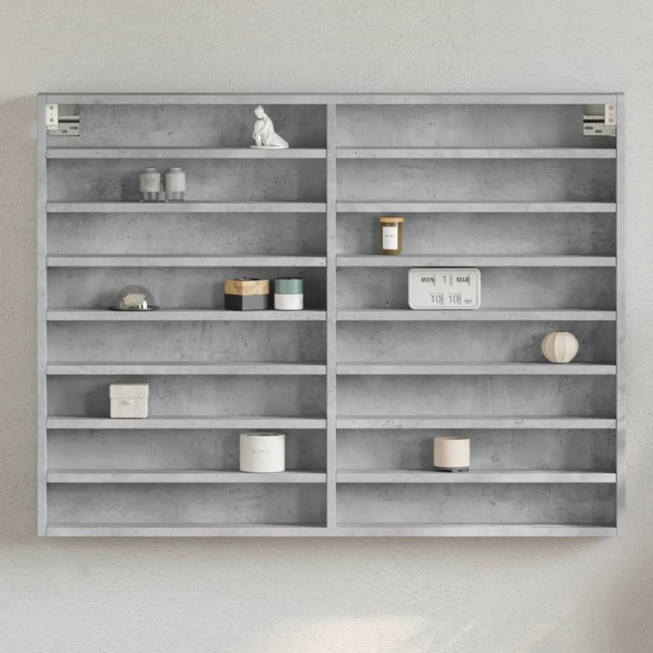 Vitrina de madera de ingeniería gris hormigón 100x8,5x75