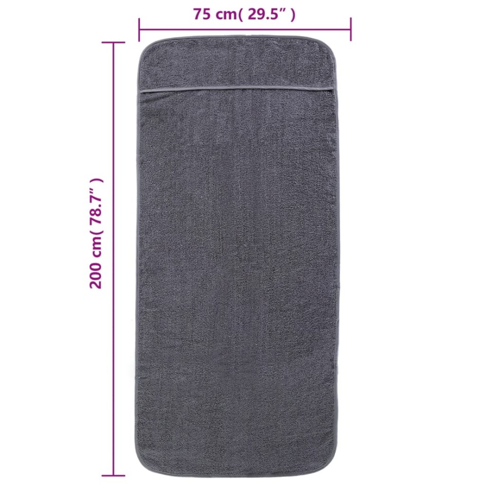 Toallas de playa 2 uds tela gris antracita 400 g/m² 75x200