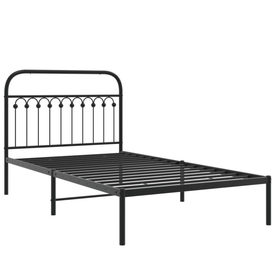 Estructura cama sin colchón con cabecero metal negro 107x203
