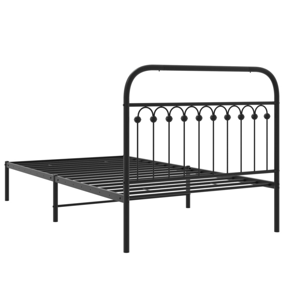 Estructura cama sin colchón con cabecero metal negro 107x203