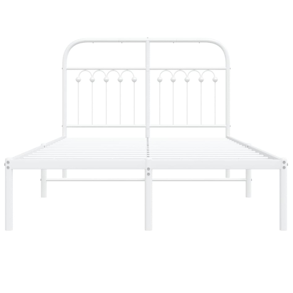 Estructura cama sin colchón con cabecero metal blanco