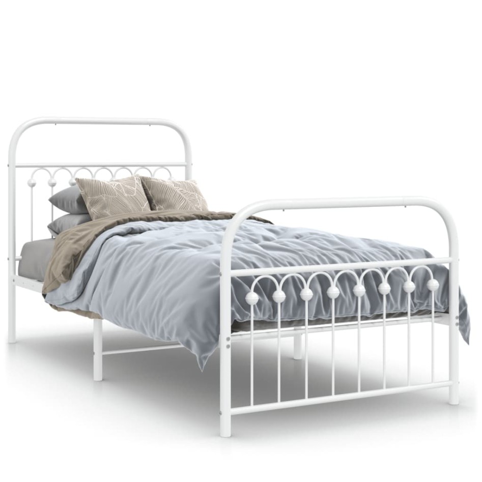 Estructura cama sin colchón con estribo metal blanco 90x190
