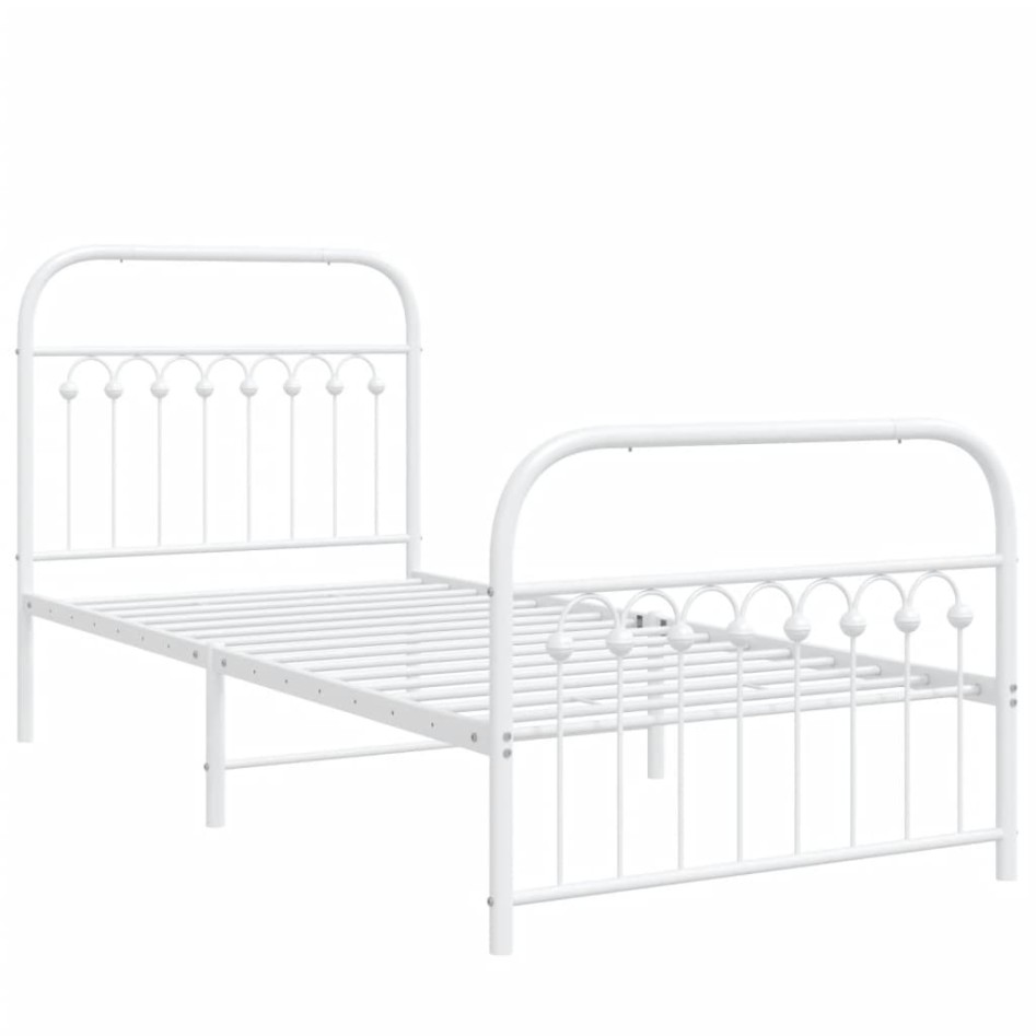 Estructura cama sin colchón con estribo metal blanco 90x190