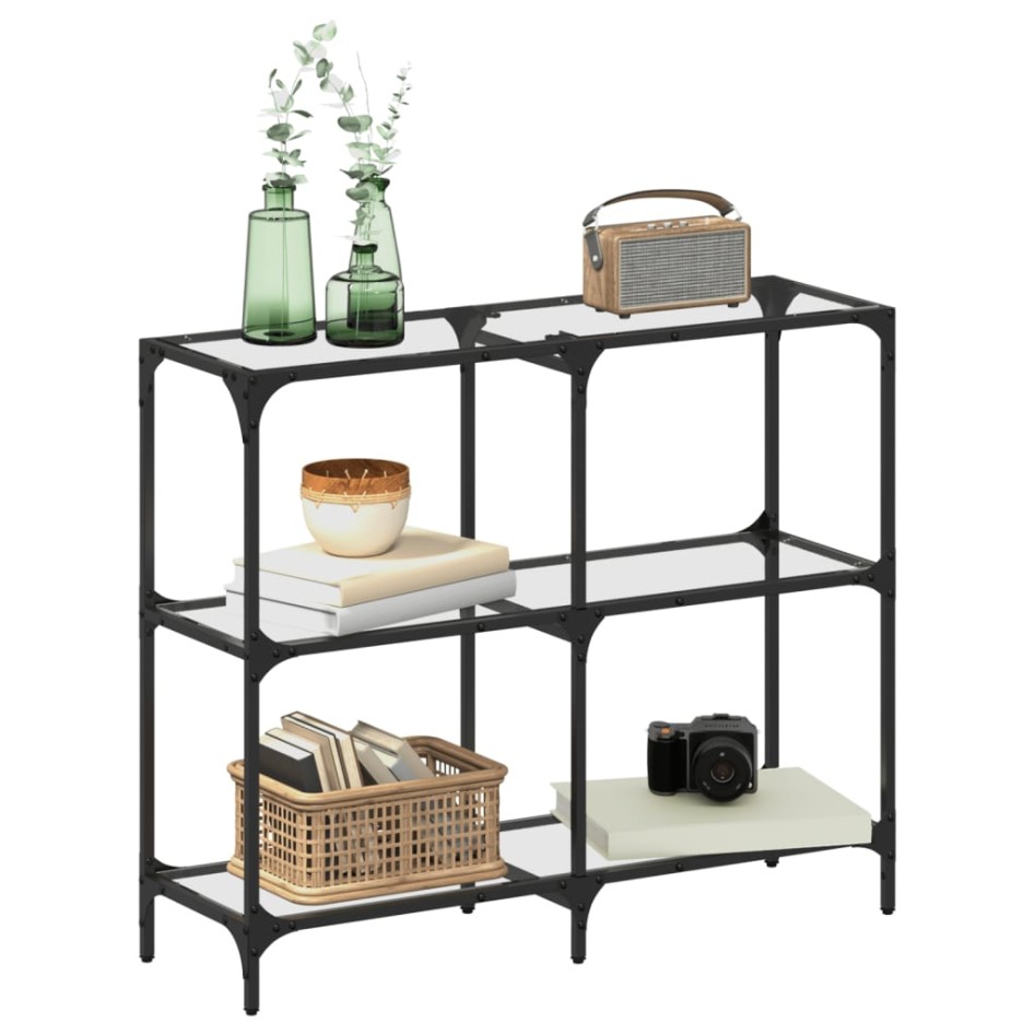 Mesa consola superficie vidrio transparente acero 98x30x81