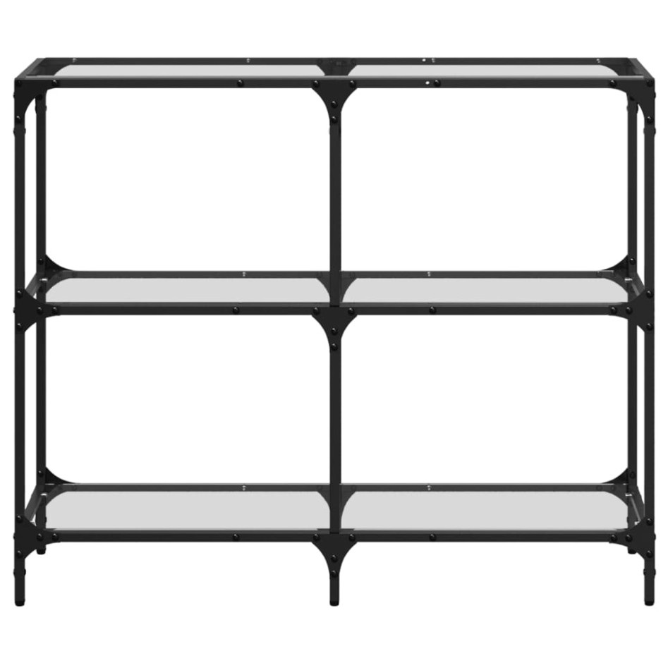 Mesa consola superficie vidrio transparente acero 98x30x81