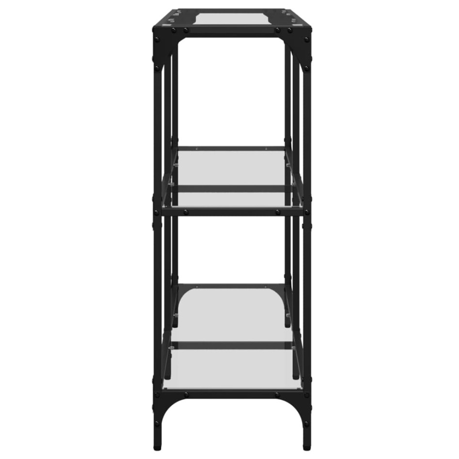 Mesa consola superficie vidrio transparente acero 98x30x81