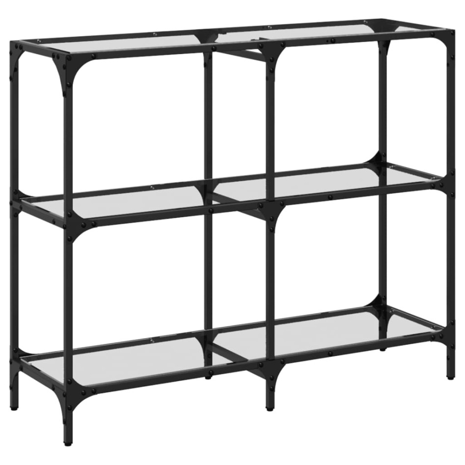 Mesa consola superficie vidrio transparente acero 98x30x81