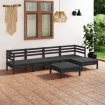 Juego de muebles de jardín 6 pzas madera de pino maciza negro