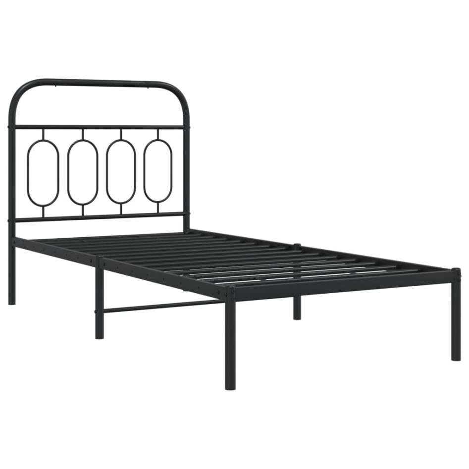 Estructura cama sin colchón con cabecero metal negro 90x200