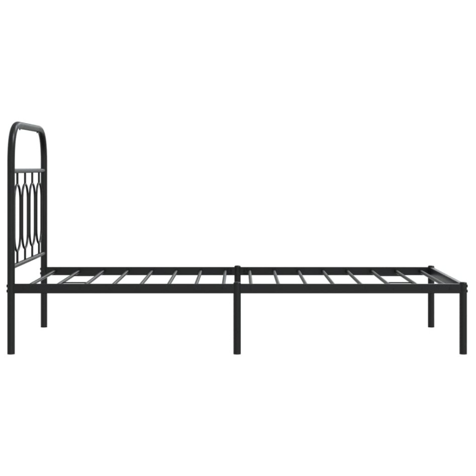 Estructura cama sin colchón con cabecero metal negro 90x200