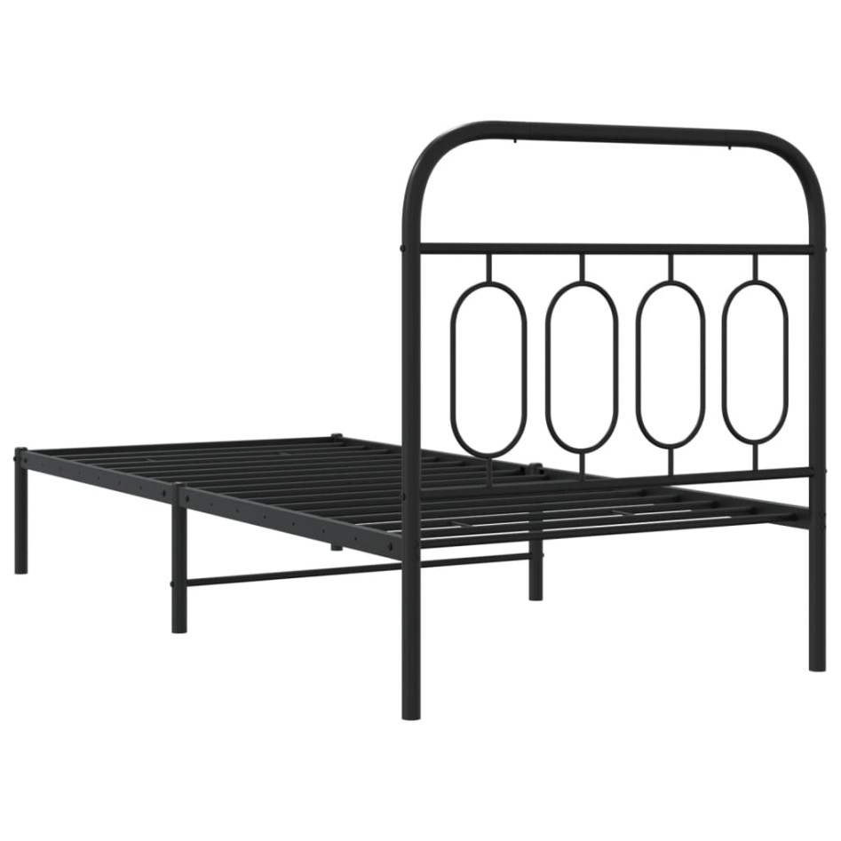 Estructura cama sin colchón con cabecero metal negro 90x200