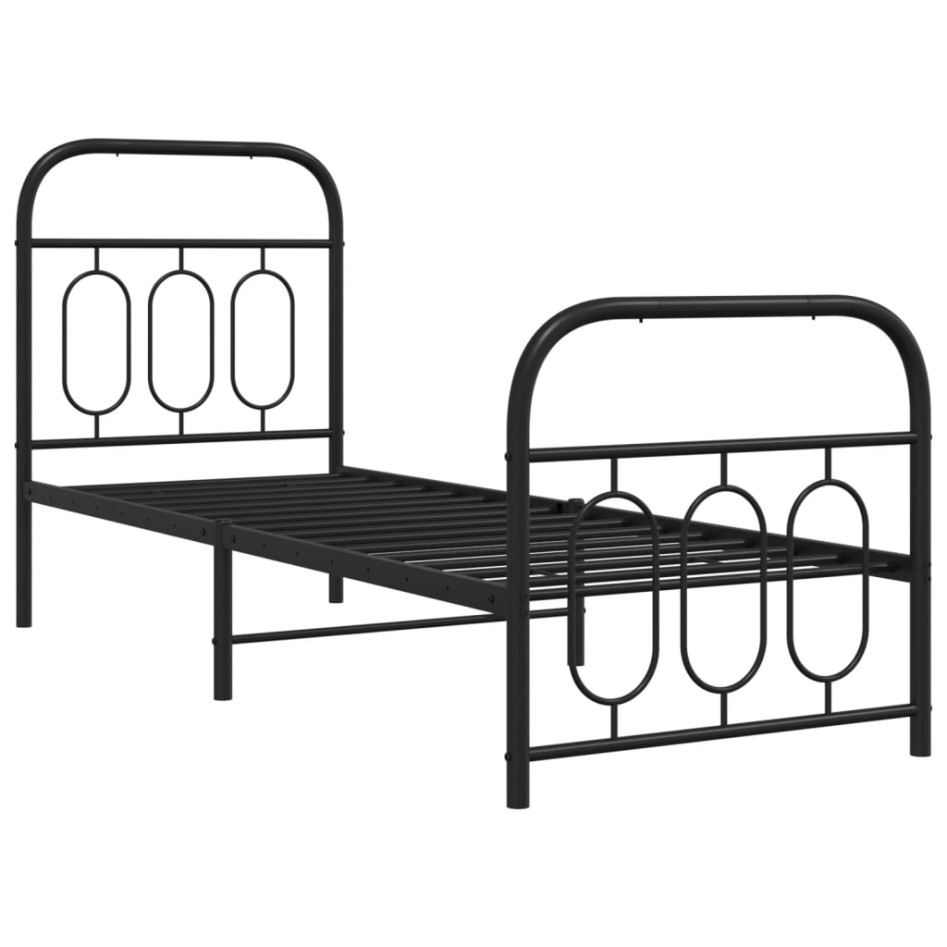 Estructura cama sin colchón con estribo metal negro 75x190