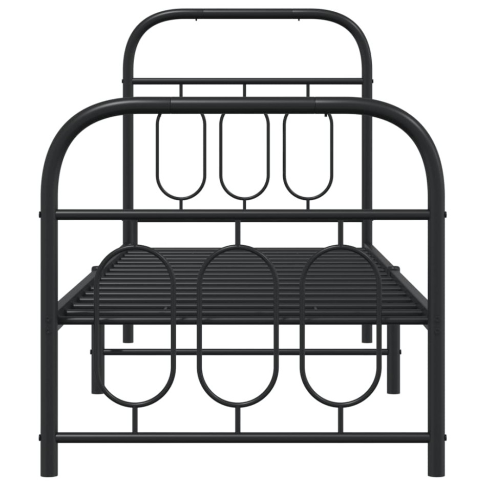 Estructura cama sin colchón con estribo metal negro 75x190