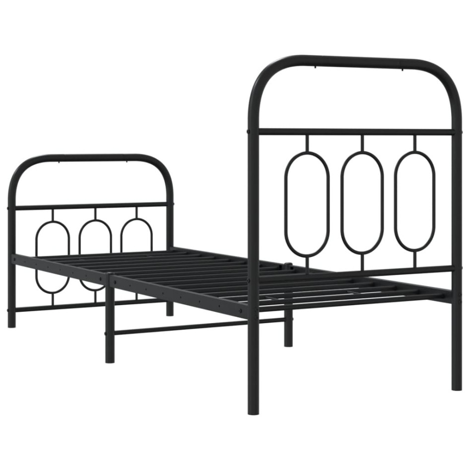 Estructura cama sin colchón con estribo metal negro 75x190